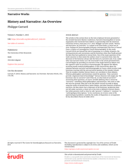 History and Narrative: an Overview Philippe Carrard