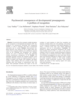 Psychosocial Consequences of Developmental