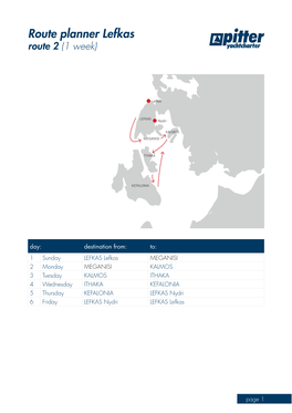 Route Planner Lefkas Route 2 (1 Week)