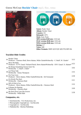 Gwen Mccrae Rockin' Chair Mp3, Flac, Wma