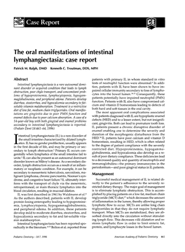 The Oral Manifestations of Intestinal Lymphangiectasia