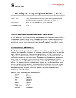 CEPF Safeguard Policy: Indigenous Peoples (OP4.10)
