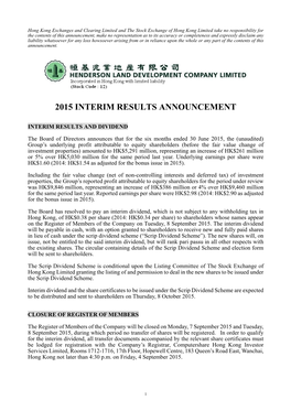 2015 Interim Results Announcement