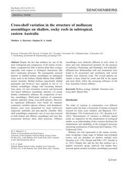 Cross-Shelf Variation in the Structure of Molluscan Assemblages on Shallow, Rocky Reefs in Subtropical, Eastern Australia