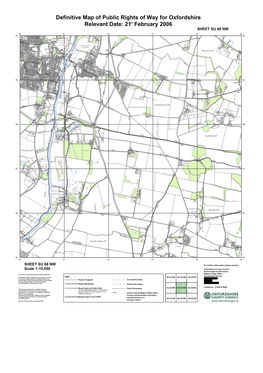 Definitive Map of Public Rights of Way for Oxfordshire Relevant Date: 21St February 2006 Colour SHEET SU 68 NW