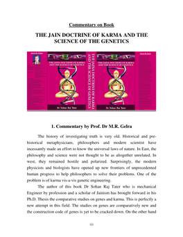 The Jain Doctrine of Karma and the Science of the Genetics