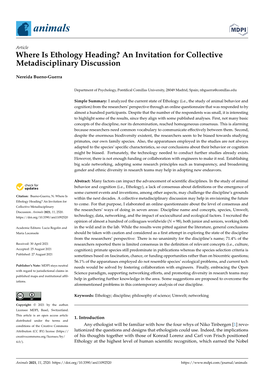 Where Is Ethology Heading? an Invitation for Collective Metadisciplinary Discussion