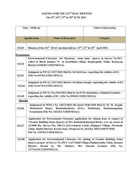 AGENDA for the 122 SEAC MEETING on 15