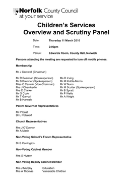 Children's Services Overview and Scrutiny Panel