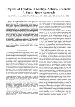 Degrees of Freedom in Multiple-Antenna Channels: a Signal Space Approach Ada S