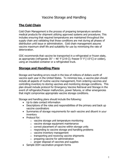 Vaccine Storage and Handling