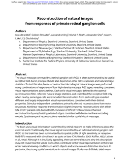 Reconstruction of Natural Images from Responses of Primate Retinal Ganglion Cells