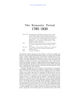 The Romantic Period 1785-1830