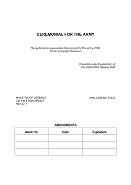 Ceremonial for the Army