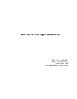 Effect of Deuterium Depleted Water on Life