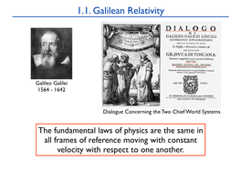 1.1. Galilean Relativity