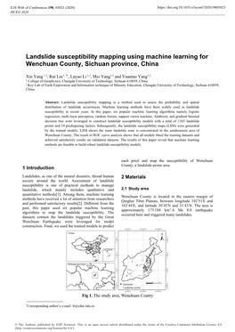 Landslide Susceptibility Mapping Using Machine Learning for Wenchuan County, Sichuan Province, China