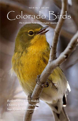 Colorado Birds the Colorado Field Ornithologists’ Quarterly