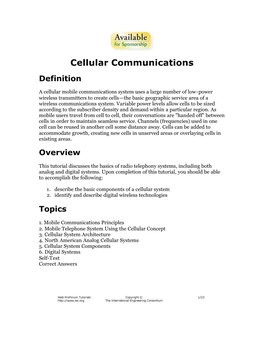 Cellular Communications