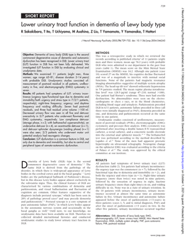 Lower Urinary Tract Function in Dementia of Lewy Body Type R Sakakibara, T Ito, T Uchiyama, M Asahina, Z Liu, T Yamamoto, Y Yamanaka, T Hattori