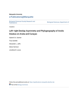 Left–Right Dewlap Asymmetry and Phylogeography of Anolis Lineatus on Aruba and Curaçao