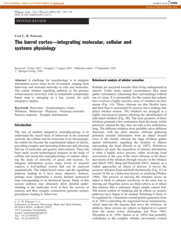 The Barrel Cortex—Integrating Molecular, Cellular and Systems Physiology