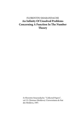 An Infinity of Unsolved Problems Concerning a Function in the Number Theory