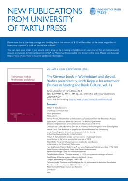 New Publications from University of Tartu Press