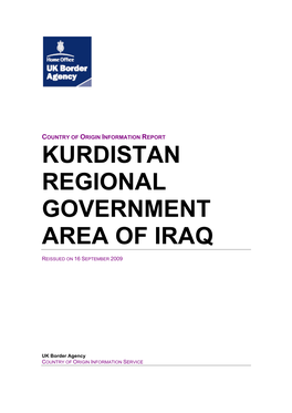 Country of Origin Information Report Kurdistan Regional Government Area of Iraq September 2009
