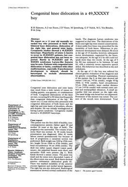 Congenital Knee Dislocation in a 49,XXXXY Boy J Med Genet: First Published As 10.1136/Jmg.32.4.309 on 1 April 1995