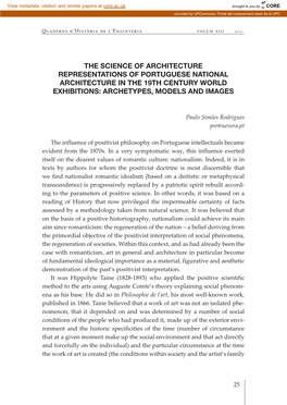 The Science of Architecture Representations of Portuguese National Architecture in the 19Th Century World Exhibitions: Archetypes, Models and Images