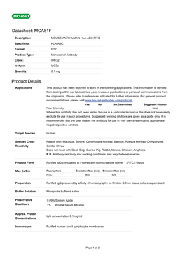 Datasheet: MCA81F Product Details