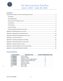 State Court Jury Trial Plan June 1, 2021 – June 30, 2021