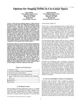 Options for Staging Orbits in Cis-Lunar Space