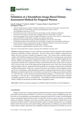 Validation of a Smartphone Image-Based Dietary Assessment Method for Pregnant Women