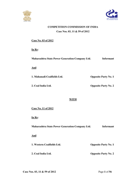 Case Nos. 03, 11 & 59 of 2012 Page 1 of 56 COMPETITION