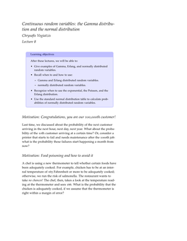 Continuous Random Variables: the Gamma Distribution and the Normal Distribution 2