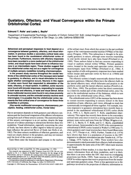 Gustatory, Olfactory, and Visual Convergence Within the Primate Orbitofrontal Cortex