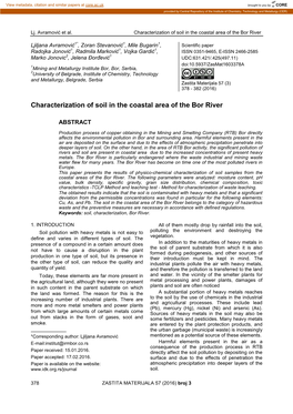 Characterization of Soil in the Coastal Area of the Bor River