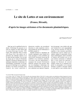 Le Site De Lattes Et Son Environnement