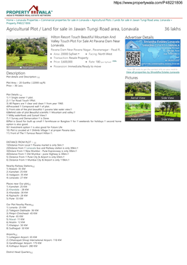 Agricultural Plot / Land for Sale in Jawan Tungi Road Area, Lonavala