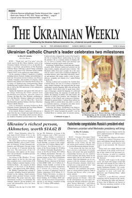 Ukrainian Catholic Church's Leader Celebrates Two Milestones