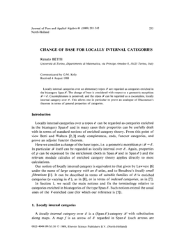 Change of Base for Locally Internal Categories