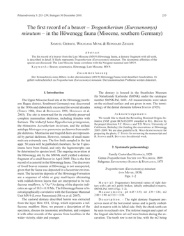 The First Record of a Beaver – Trogontherium (Euroxenomys