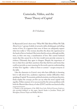 Castoriadis, Veblen and the 'Power Theory of Capital'