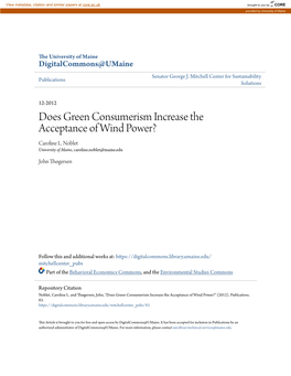 Does Green Consumerism Increase the Acceptance of Wind Power? Caroline L