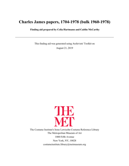 Charles James Papers, 1704-1978 (Bulk 1960-1978)