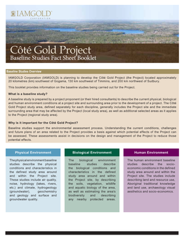 Côté Gold Project Baseline Studies Fact Sheet Booklet