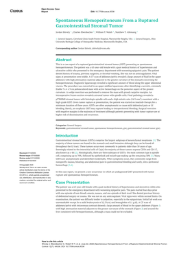 Spontaneous Hemoperitoneum from a Ruptured Gastrointestinal Stromal Tumor