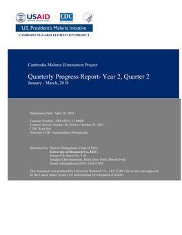 Quarterly Progress Report- Year 2, Quarter 2 January - March, 2018
